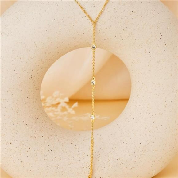 Gold hand chain bracelet ring slave cuff dainty 14k gold plated cubic zircon jew - Picture 6 of 7